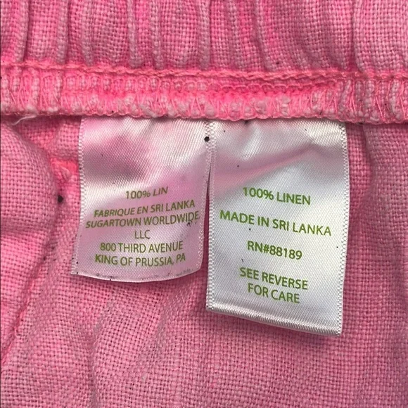 Lilly Pulitzer Pink Linen Pull On High Waist Shorts Size M Barbiecore - Picture 6 of 6